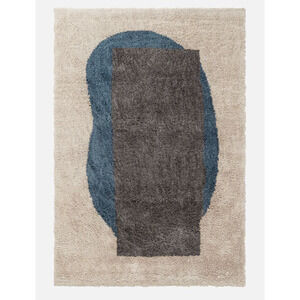 Nordic Knots Monolith 02 Rug Sand/Teal 9x12 Shaggy Wool + Black Rug Pad
